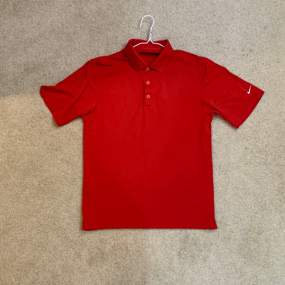 Mens small red Nike golf polo